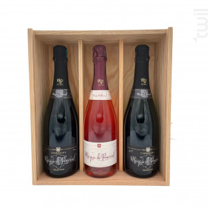 Coffret Cadeau Bois - 2 Brut & 1 Rosé - Champagne Marquis de Pomereuil - Non millésimé - Effervescent