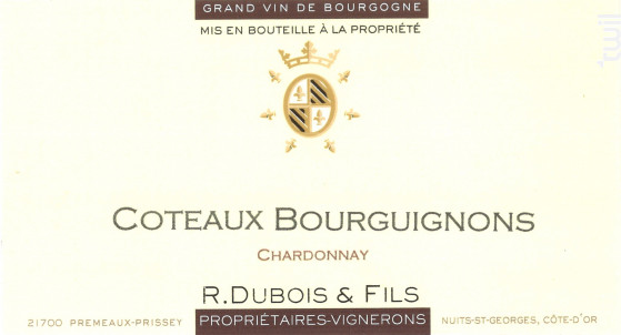 Coteaux Bourguignon - Chardonnay - Domaine R. Dubois et Fils - 2017 - Blanc