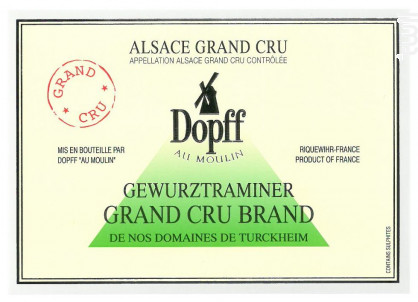Gewurztraminer Grand Cru Brand de Turckheim - Dopff Au Moulin - 2018 - Blanc