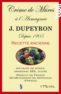 Crème De Mures Parfumée À L'armagnac - Maison Ryst-Dupeyron - Non millésimé - 