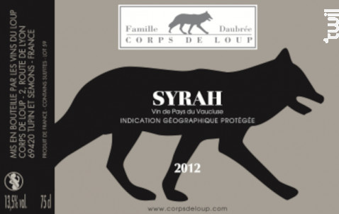 Syrah - Domaine de Corps de Loup - 2022 - Rouge