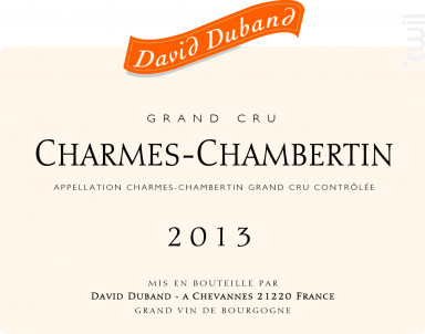 Charmes Chambertin Grand Cru - Domaine David Duband - 2007 - Rouge