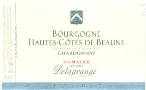 Bourgogne - Hautes Côtes de Beaune - Domaine Henri Delagrange - 2018 - Blanc