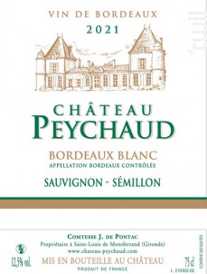 LE SEC DU CHÂTEAU PEYCHAUD - Château Peychaud - 2024 - Blanc