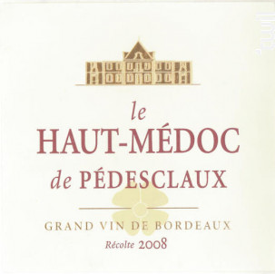 Le Haut-Médoc de Pédesclaux - Château Pédesclaux - 2008 - Rouge
