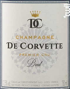 Brut - Premier cru - Champagne de Corvette - Non millésimé - Effervescent