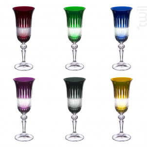 Coffret De 6 Flûtes À Champagne En Cristal Taillé - table passion -  - 