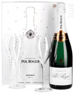 Pol Roger Brut Réserve Etui 2 Flûtes - Champagne Pol Roger - Non millésimé - Effervescent