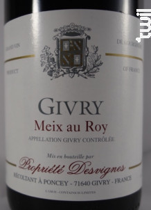 GIVRY MEIX AU ROY - Propriété Desvignes - 2015 - Rouge