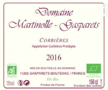 MAGNUM-CORBIERES BIO - Domaine Martinolle-Gasparets - 2016 - Rouge