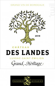 Château des Landes Grand Héritage - Vignobles Lassagne - 2018 - Rouge