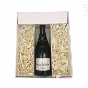 Coffret Cadeau Blanc - 1 Brut - 2 Flutes Chef & Sommelier - Champagne Veuve Pelletier & Fils - Non millésimé - Effervescent