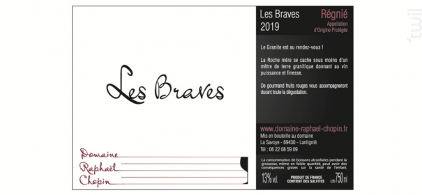 Les Braves - Domaine Raphaël Chopin - 2019 - Rouge