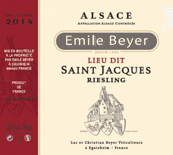 Riesling Lieu-dit Saint Jacques - Domaine Emile Beyer - 2016 - Blanc