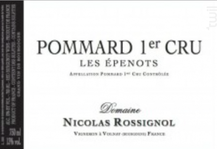 Pommard Premier Cru Epenots - Domaine Nicolas Rossignol - 2008 - Rouge