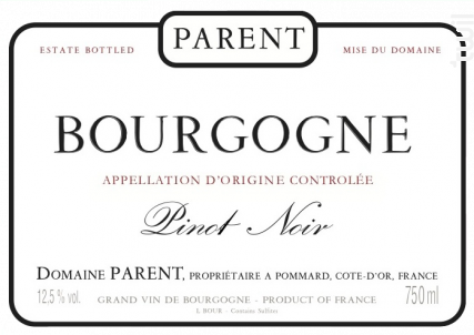 Bourgogne Pinot Noir - Domaine Parent - 2016 - Rouge