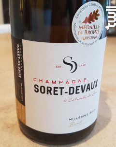 Millésimé 2013 - Champagne Soret-Devaux - 2013 - Effervescent