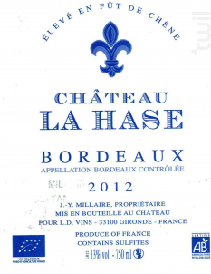 LA HASE - BIO - Château la Hase - 2016 - Rouge
