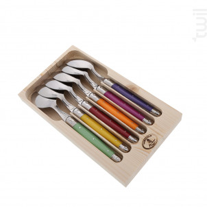 Coffret De 6 Cuillères De Table Laguiole Irise Assorties - jean dubost -  - 