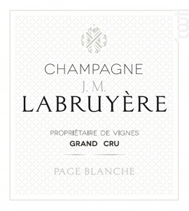 Champagne Blanc de Blancs - Page Blanche - Champagne Grand Cru J.M. Labruyère - Non millésimé - Effervescent