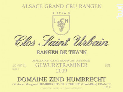 Gewurztraminer Rangen de Thann Clos-Saint-Urbain Grand Cru - Domaine Zind-Humbrecht - 2022 - Blanc