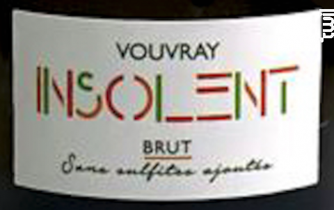 Insolent Méthode traditionnelle brut Bio-Sans sulfites ajoutés - Cave de Vouvray - Non millésimé - Effervescent
