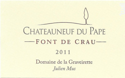 Chateauneuf du pape font de crau - Domaine GRAVEIRETTE - 2013 - Rouge