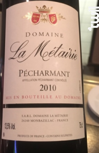 Pécharmant - Domaine La Metairie - 1990 - Rouge