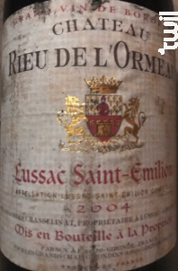 Château Rieu de L'Ormeau - Château Rieu de L'Ormeau - 2000 - Rouge