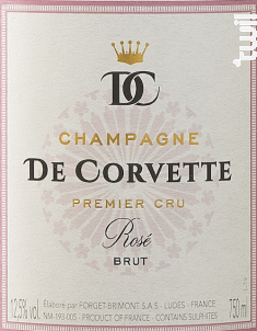 Rosé Brut - Premier cru - Champagne de Corvette - Non millésimé - Effervescent