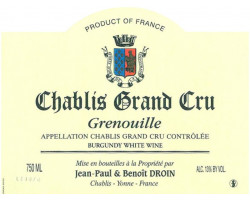 Jean Paul & Benoit Droin Chablis Grand Crus Les Grenouilles - Domaine Jean-Paul et Benoit Droin - 2021 - Blanc