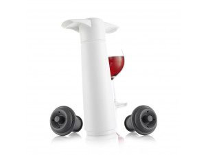 Pompe À Vin Blanche Et 2 Bouchons - vacuvin -  - 