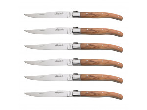 Coffret 6 Couteaux Laguiole Bois Olivier - jean dubost -  - 